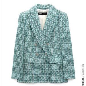 NWT Zara Tweed Textured Blazer Jacket